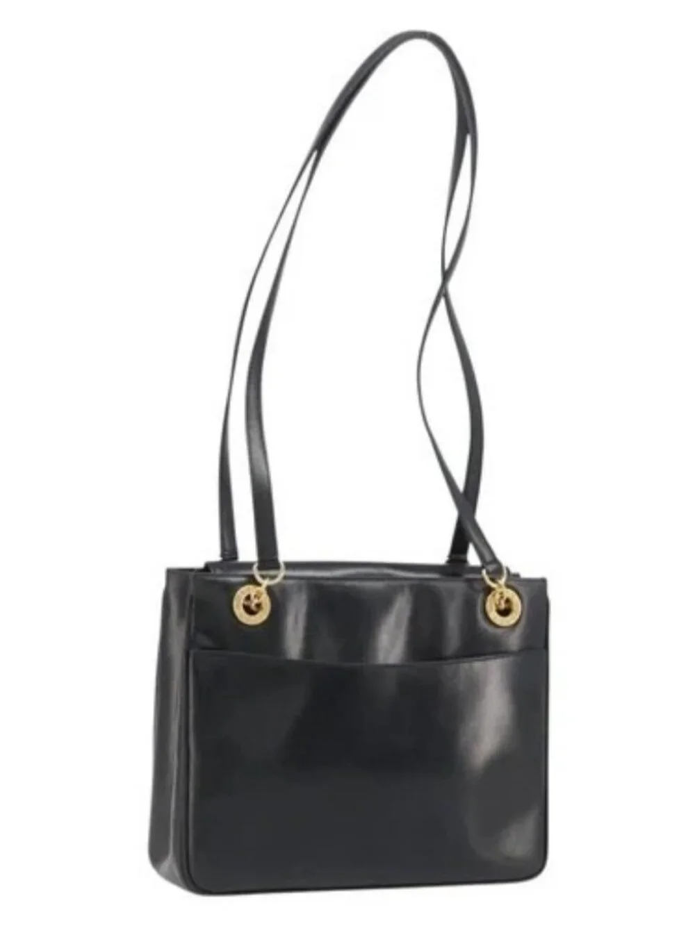 GUCCI Shoulder Bag Leather Black Gold 001 46 1641 Auth 173331